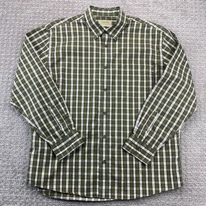Cabela's Shirt Men 2XL Green Brown Checkered Button Up Casual Outdoors Camping